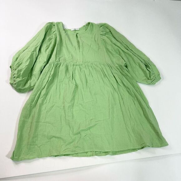 Talulah Dress Womens Large Green Gauze Puff Sleeve Mini Ladies Keyhole - Picture 1 of 12